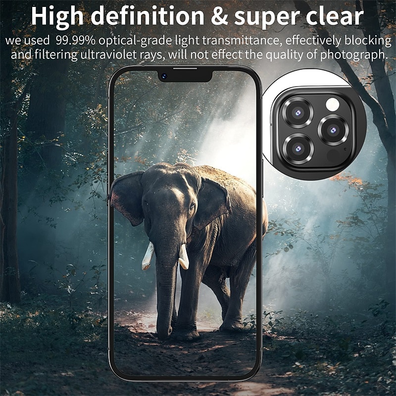 1 Set Camera Lens Protector For Apple iPhone 16 iPhone 15 Pro Max Plus iPhone 14 Pro Max iPhone 13 iPhone 12 Aluminum alloy Anti-Fingerprint Diamond Glitter Shine Scratch Proof4