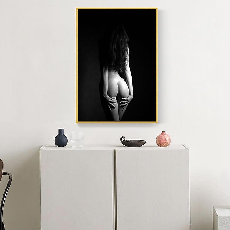 People Wall Art Canvas Black and White Sexy Woman Back Poster Prints and Posters  Pictures Decorative Fabric Painting For Living Room Pictures No Frame4