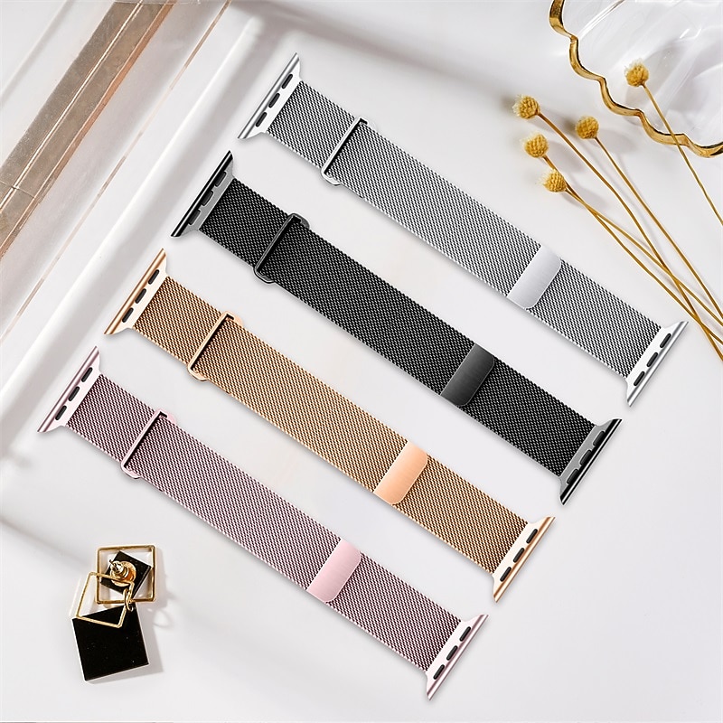 Milanese Loop Compatible with Apple Watch band 38mm 40mm 41mm 42mm 44mm 45mm 49mm Women Magnetic Clasp Adjustable Stainless Steel Strap Replacement Wristband for iwatch Series Ultra 8 7 6 5 4 3 2 1 SE4