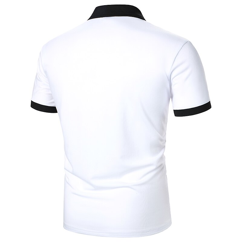 Men's Shirt Casual Shirt Outdoor Casual Quarter Zip Short Sleeve Fashion Simple Curve Waves Zipper Color Block All Seasons Regular Fit Black-White Shirt3