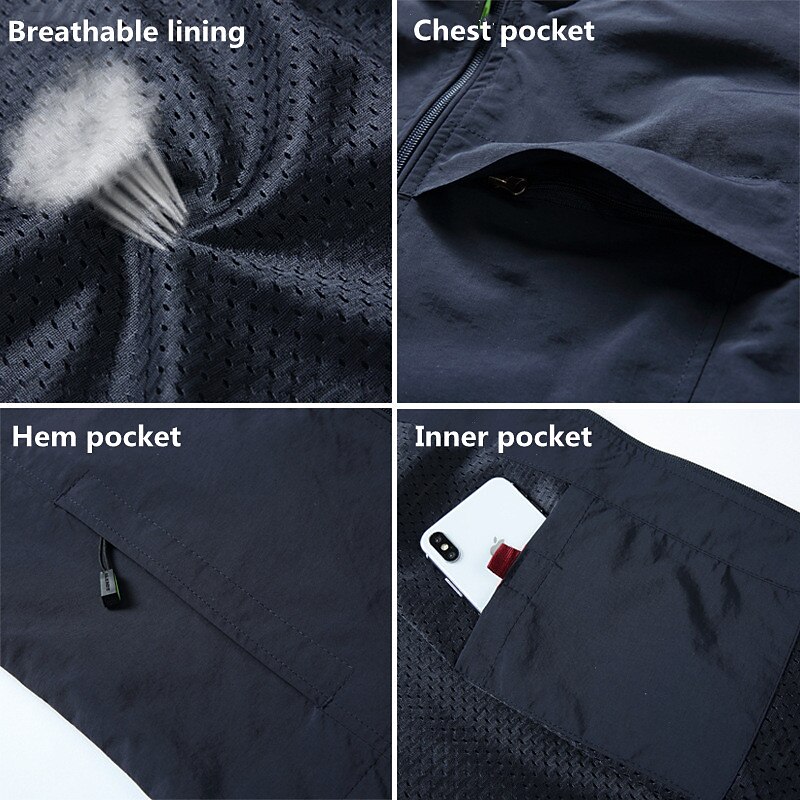 Men's Fishing Vest Hiking Vest Top Outdoor Breathable Quick Dry Multi Pockets Summer Mesh Polyester Navy Black khaki Climbing Camping / Hiking / Caving4