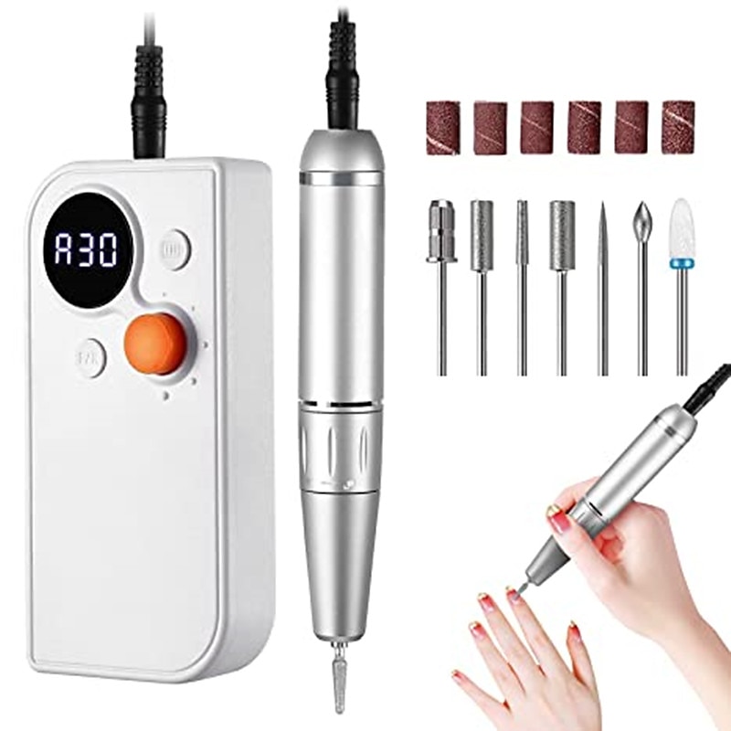Professional Portable Nail Drill Kit Rechargeable Nail Machine Electric Cordless Efile Nail Drill Set with 7 Nail Bits, Manicure Pedicure Tool4