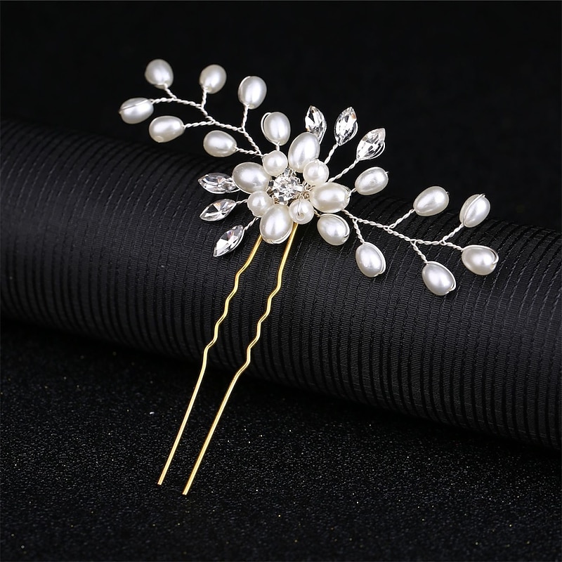 Korean Bride Handmade Pearl Crystal Hairpin Pin U-shaped Clip Wedding Headdress Hair Accessories4