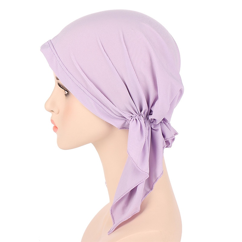New Elastic Solid Color Wrap Head Scarf Hats Muslim Turban Bonnet For Women Inner Hijab Hat Fashion Female Turbantes Caps3
