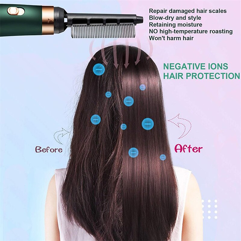 Blow Dryer with Comb Hair Dryer Comb Hot Air Curling For Hair Roller  Ionic Hair Straightening Brush Quick Professional Brush Dry Hair Curler Curling Iron3