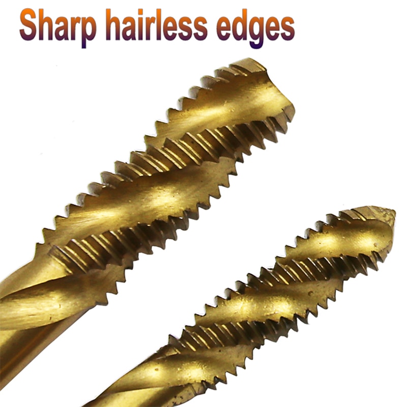 HSS Titanium Steel Screw Tap Coated Metric Spiral Thread Metric Tap Drill Bits Set Screw Machine Compound M3-M12 Hand Tools4