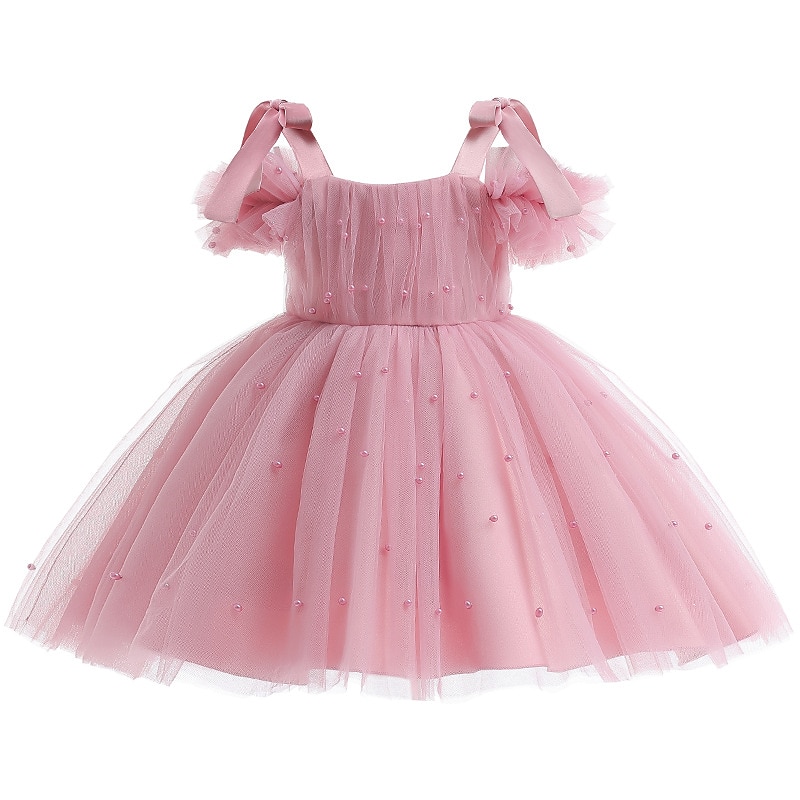 Girls' 3D Solid Colored Dress Sleeveless Summer Spring Party Daily Cute Princess Toddler 2-6 Years Tulle Dress Knee-length Slim4