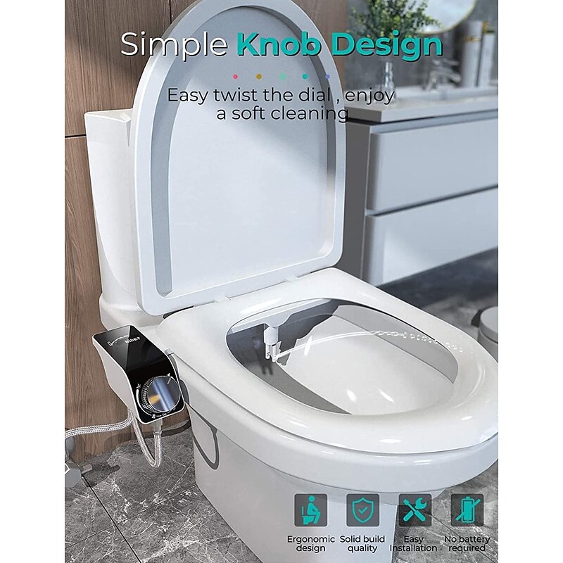Bidet Attachment for Toilet - Self Cleaning Dual Nozzle, Non-Electric Bidet, Warm Fresh Water Bidet Sprayer With Pressure Controls4