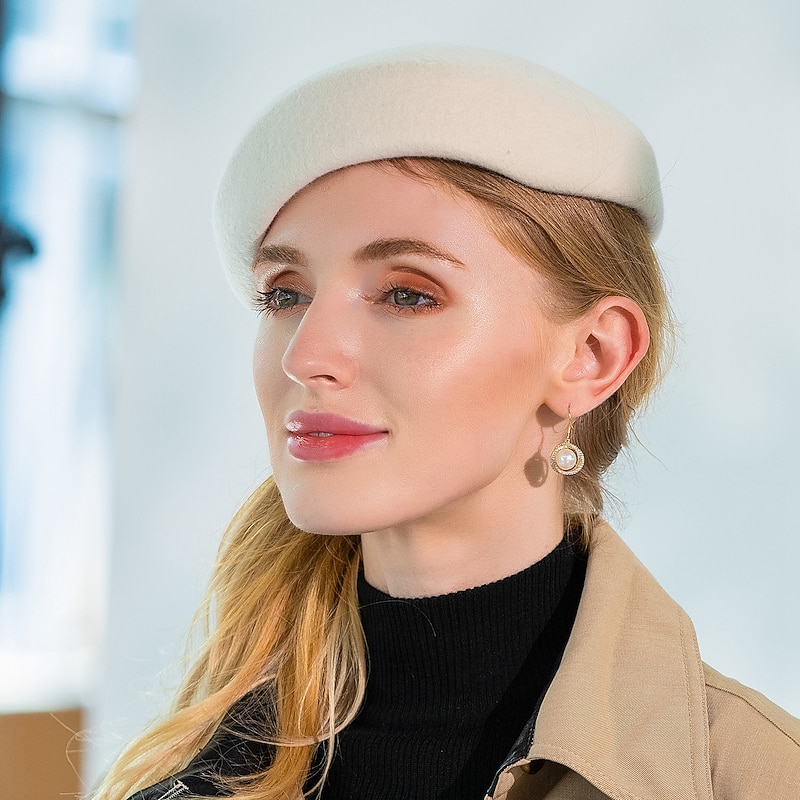 Hats Headwear 100% Wool Beret Hat Party / Evening Casual Melbourne Cup Cocktail Royal Astcot Fashion Elegant With Smooth Pure Color Headpiece Headwear3