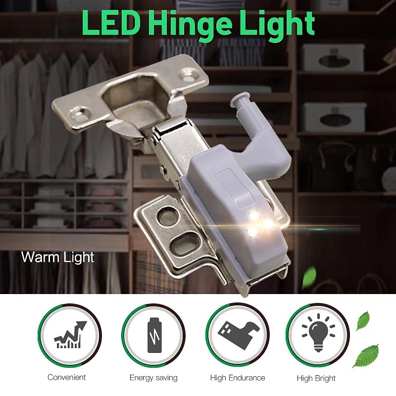 10PCS LED Cabinet Light LED Inner Hinge Lamp Closet Light Battery Wireless Lamp Universal Wardrobe Cupboard Sensor Lighting2