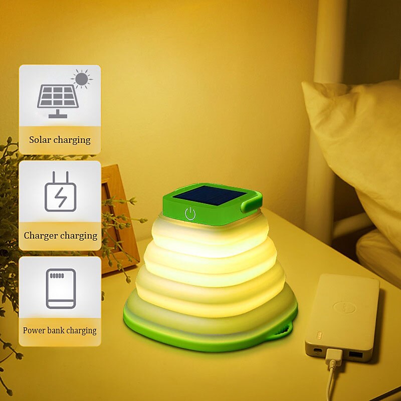 Solar Folding LED Light Portable Camping Light Soft Rubber Telescopic Lamp 3 Modes Waterproof Rechargeable Camping Tent Lantern3