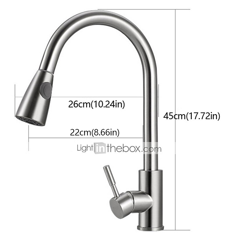 Kitchen Faucet with Pull-out Sprayer,Brushed Nickell Rotatable 304 Stainless Steel High Arc Single Handle One Hole Kitchen Taps3