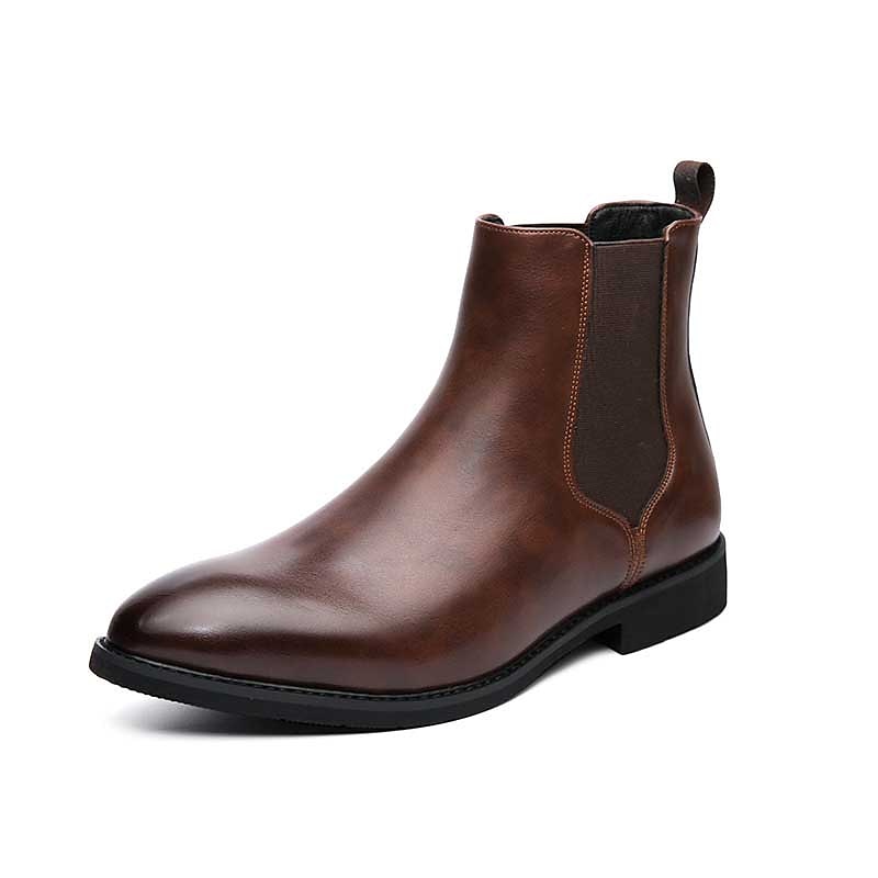 Men's Black Faux Leather Chelsea Boots - Perfect for Business Meetings, Formal Events, and Evening Outfits4