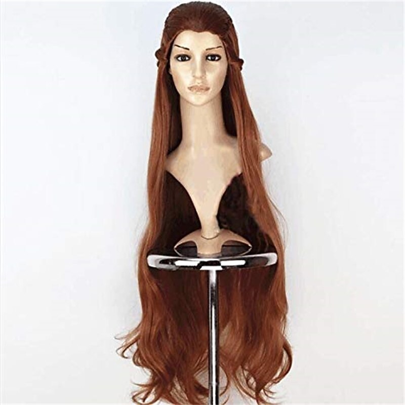 The Hobbit The Lord of the Rings Movie Elf Tauriel Cosplay Wig Golden Brown Hair Long Wavy Braids  Wigs for Women  Party Show Halloween Wigs