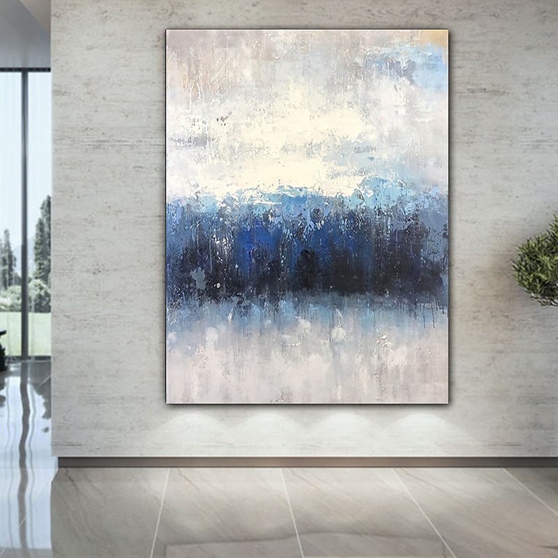 Handmade Oil Painting CanvasWall Art Decoration Abstract Knife PaintingLandscape Bluefor Home Decor Rolled Frameless Unstretched Painting2