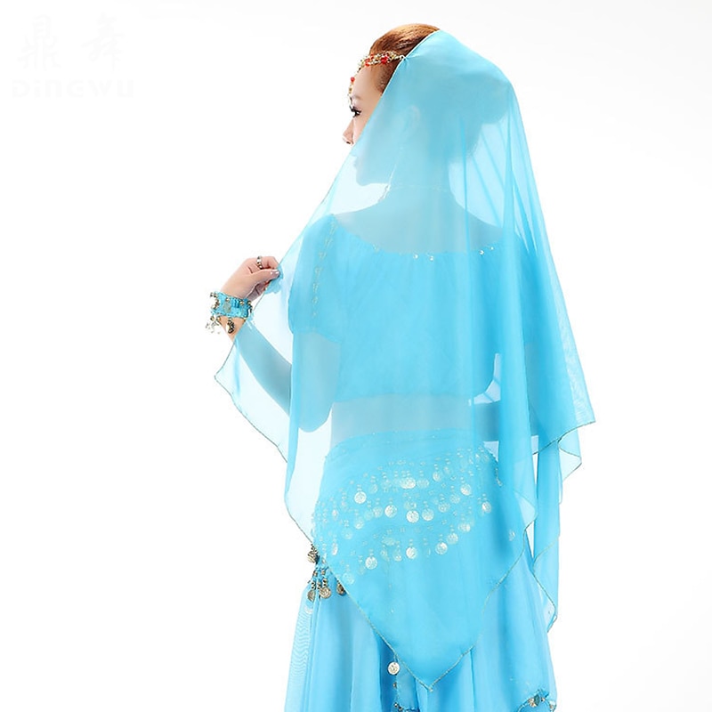 Belly Dance Dance Accessories Headwear Copper Coin Pure Color Splicing Women's Training Performance Tulle Metal3