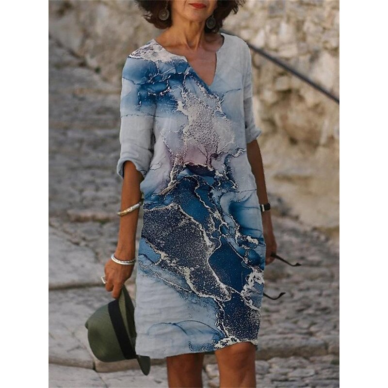 Women's Midi Dress Casual Dress Shift Dress Elegant Vintage Sexy Daily Holiday Regular Fit Abstract Half Sleeve V Neck fluorescent yellow khaki Summer Spring3