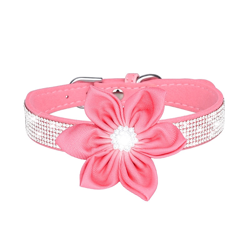 Pet Collar Rhinestone Dog Collar Lettering Nameplate Dog Collar Anti-lost Removable Flower Cat Scarf2
