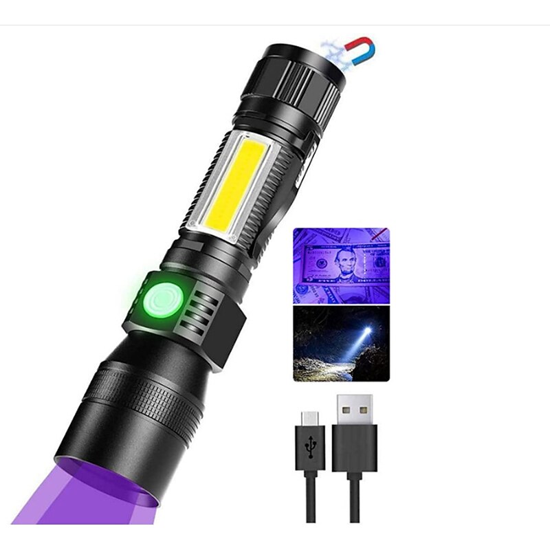 LED Light Black Light Flashlights / Torch UV Flashlight Waterproof 1200 lm LED LED 2 Emitters 7 Mode with Batteries and USB Cable Waterproof New Design Lightweight Easy Carrying Camping / Hiking4
