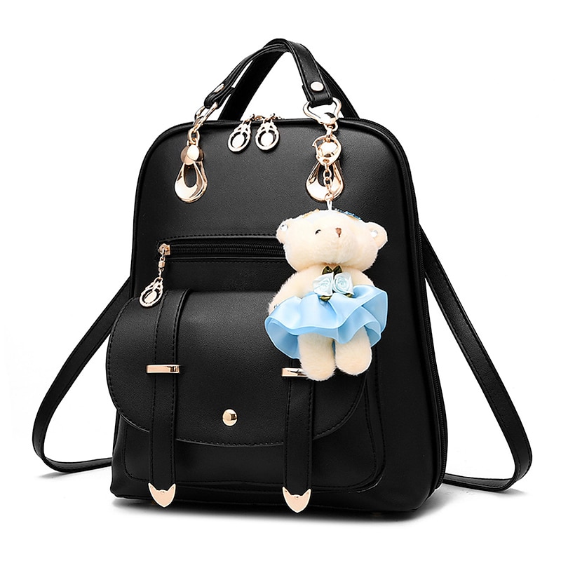 Backpack Purse for Women Large Capacity Leather Shoulder Bags Cute Mini Backpack for Girls,Black, Back to School Gift