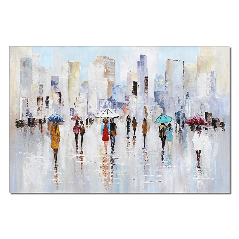 Handmade Hand Painted Oil Painting Wall Art Rainy Lovers Home Decoration Decor Rolled Canvas No Frame Unstretched2