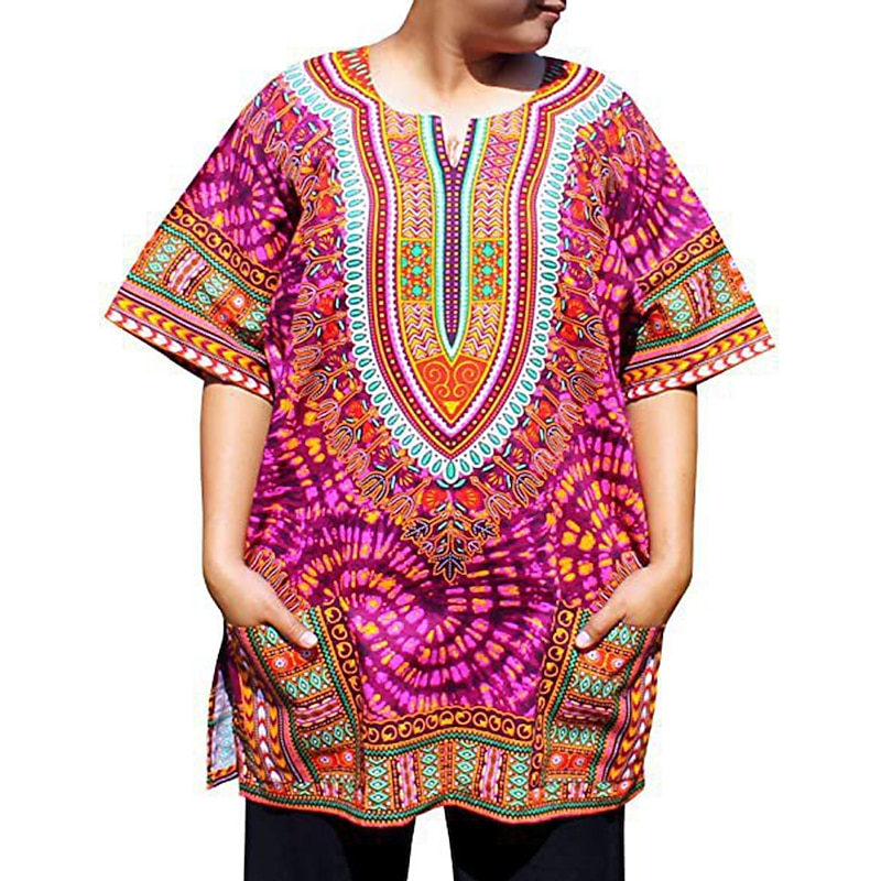 Men's Modern African Outfits Plus Size African Print Dashiki Masquerade Adults Top Party