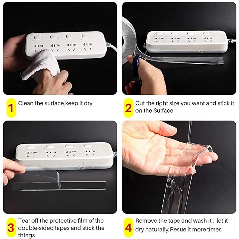 1pc Waterproof Transparent Double Sided Nano Tape Reuse Home Tapes Adhesives Porcelain wood metal plastic Super Glue3