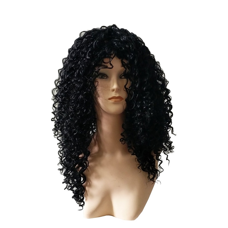 Synthetic Wig Afro Curly Asymmetrical Machine Made Wig Medium Length Black Synthetic Hair Women's Soft Classic Easy to Carry Black / Daily Wear / Party / Evening2