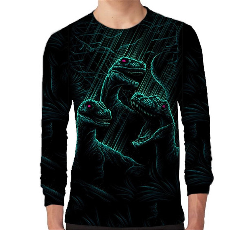 Boys 3D Animal Dinosaur T shirt Long Sleeve 3D Print Spring Fall Active Sports Fashion Kids 3-12 Years Outdoor Daily Regular Fit