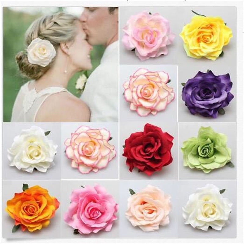 Flocking Cloth Rose Hair Clips Fabric Hair Accessories Rich Rose Hair Clips Wedding Fashion Flower Hair Clips Edge Clips4