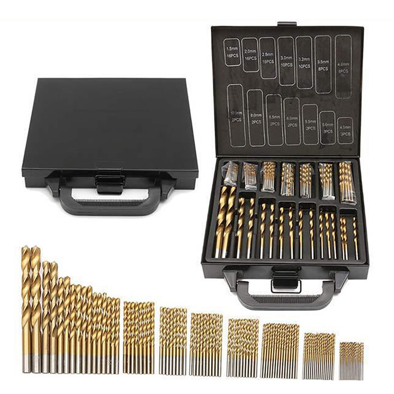 99PC Twist Drill Bit Set Saw Set HSS High Steel Titanium Coated Drill Woodworkin Tool 1.5-10mm For Cordless Screwdriver