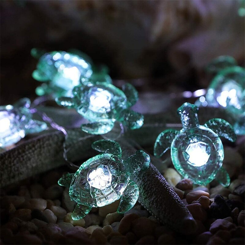 Sea Turtle Decorative String Lights 5.7m 40LEDs USB Plug-in Silver Copper Wire Beach Theme Fairy Lights for Indoor Outdoor Decoration Projects (Cool White Remote Control with Timer)2
