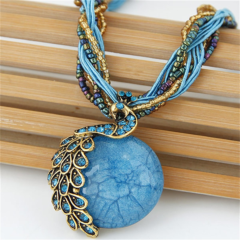 Women's necklace Ethnic Style Street Gem Necklaces2