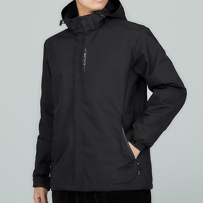 Men's Hiking Jacket Waterproof Hiking Jacket Rain Jacket Winter Outdoor Thermal Warm Waterproof Windproof Lightweight Outerwear Windbreaker Trench Coat Full Length Visible Zipper Fishing Climbing