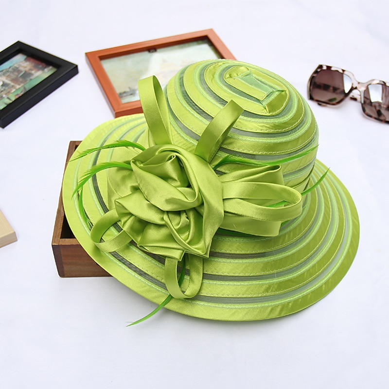 Hats Fancy Plain Casual Holiday Kentucky Derby Cocktail Elegant Beach With Stripe Headpiece Headwear4