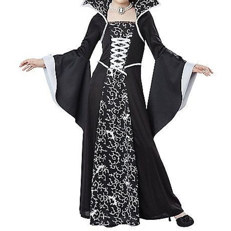 Kids Girls' Dress Graphic Witch costume kids Long Sleeve Party Halloween Print Basic Costume Cotton Asymmetrical A Line Dress Summer Spring Fall 4-12 Years White Wine3