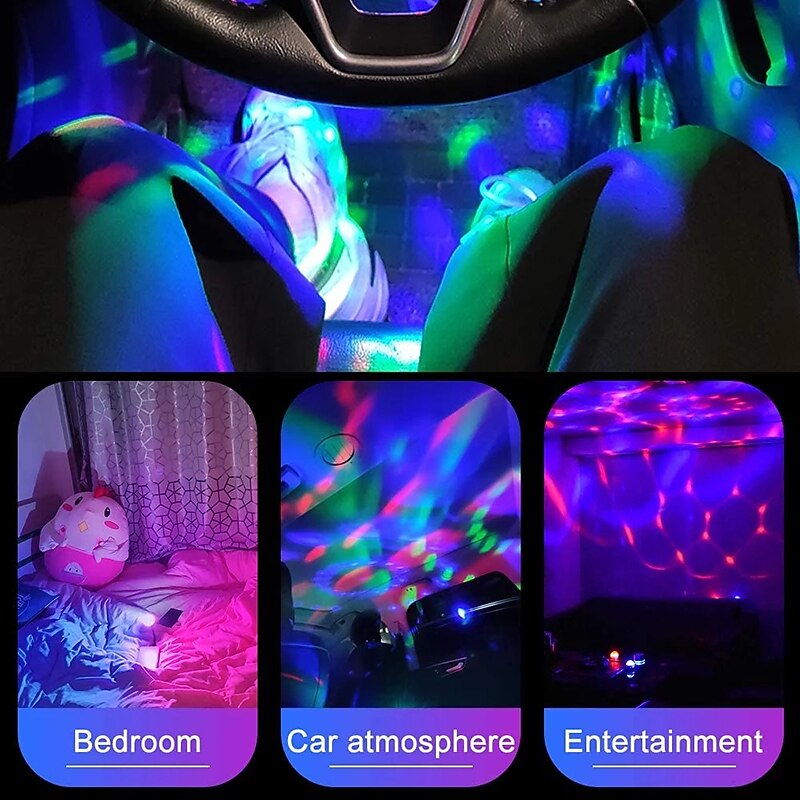 DJ Lighting Sound Party Auto USB Mini Disco Ball Lights RGB Multi Color Car Atmosphere Room Decorations Lamp Magic Strobe Light3