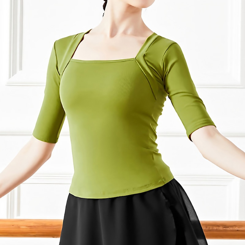 Activewear Top Pure Color Women's Performance Training Half Sleeve High Cotton Blend