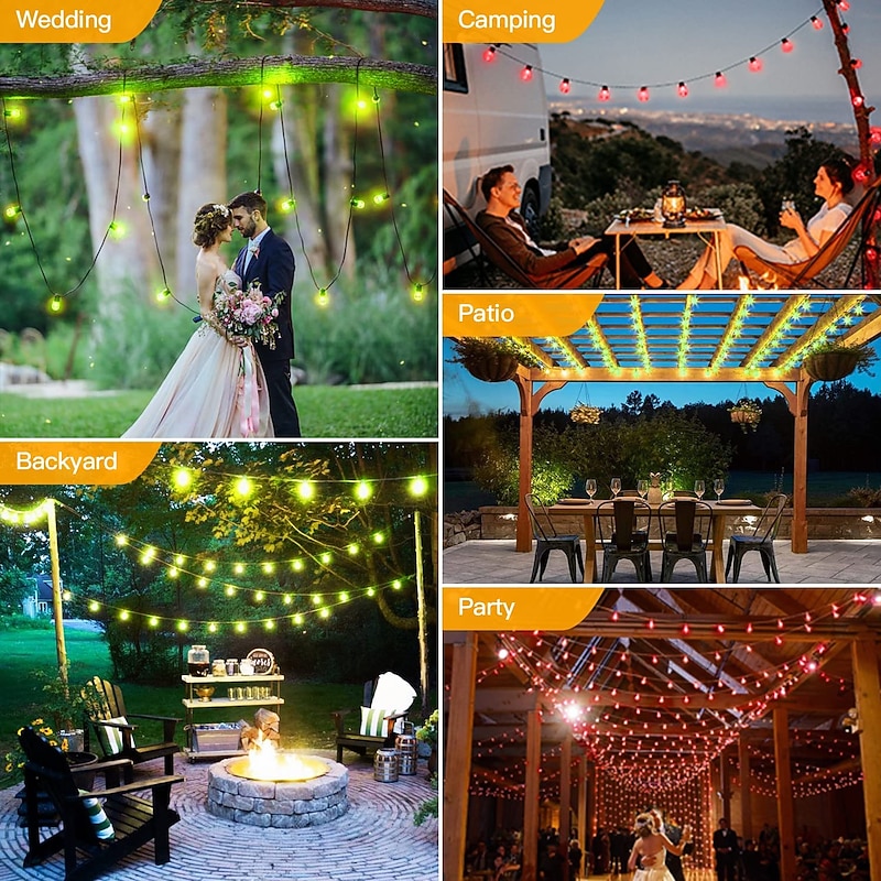 Globe String Lights Outdoor 15m 25LEDs 20Modes Patio Lights with 25 Waterproof Shatterproof RGB Color Changing Bulbs(2 Spare) G40 Globe String Lights for Outside Backyard Porch Balcony Party Decor4