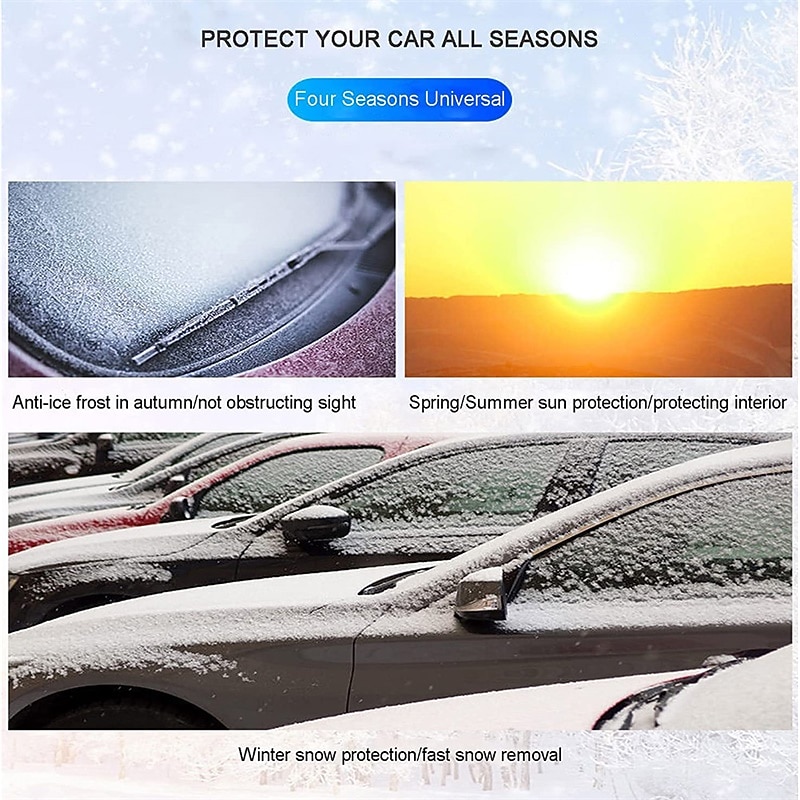 Car Windshield Cover 4-Layer Magnetic Anti-freeze Sun Shade Snow Frost Ice Rain Cover Protector with Reflective Strip All Season2