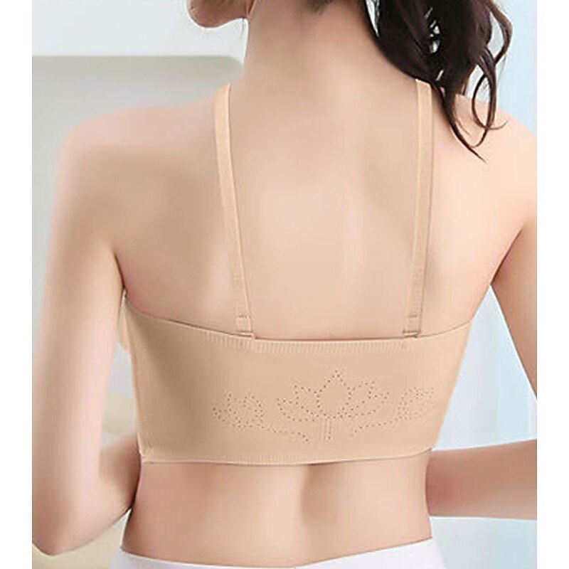 Women's Wireless Bras Padded Bras Adjustable Strapless Bras 3/4 Cup V Neck Breathable Push Up Invisible Pure Color Front Closure Date Valentine's Day Casual Daily Nylon  1 PC Home Outfits3