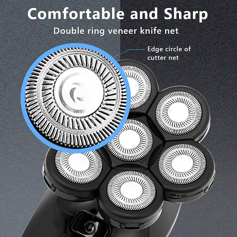 7D Electric Shaver for Men - Waterproof, 7 Floating Cutter Heads, Multifunction USB Rechargeable Razor & Trimmer2