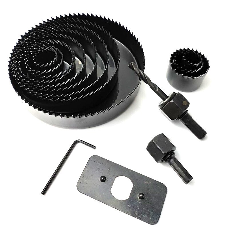 3-18Pcs Woodworking Hole Saw Set Drill Bit Carbon Steel 19-127mm Hole Cutter Set For Plasterboard Ceiling Wood Hole Saw Kit3
