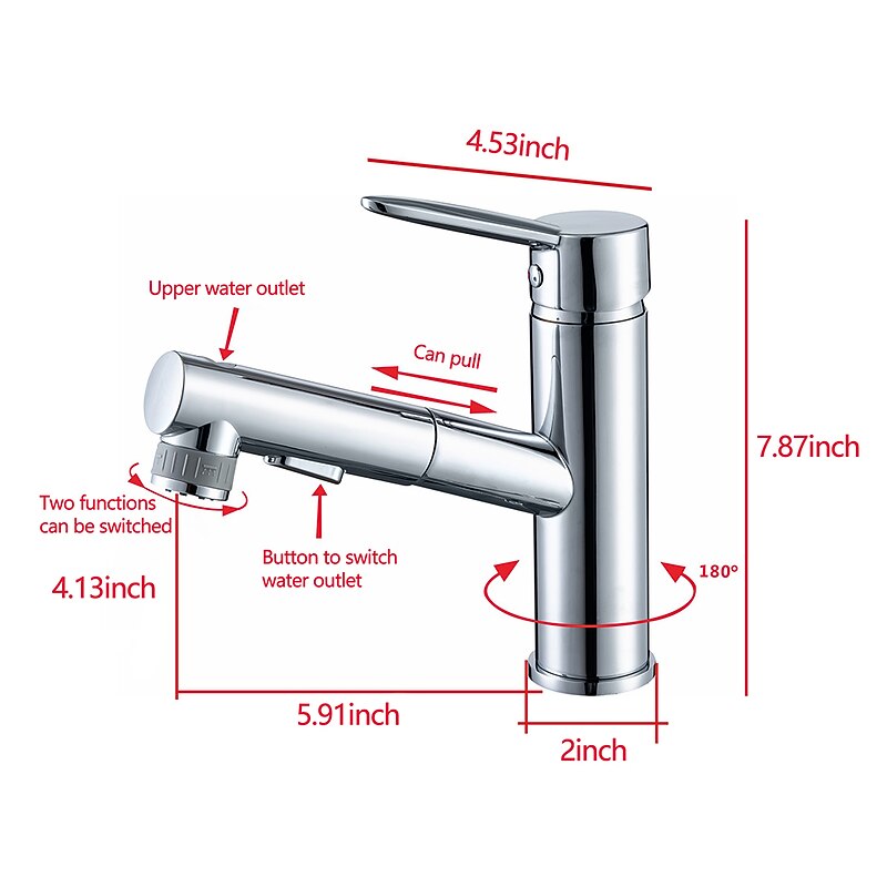 Bathroom Sink Mixer Faucet Pull Out Sprayer 2 Mode Spout with Stop Button, Single Handle Washroom Basin Taps Mono with Cold and Hot Hose Chrome Black Golden4