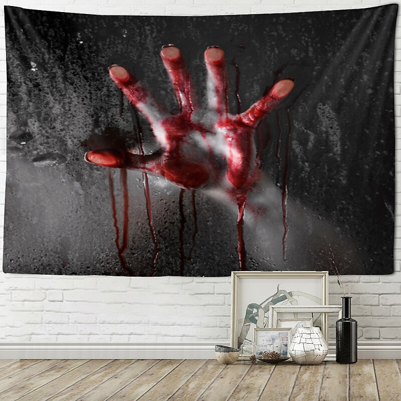 Halloween Wall Tapestry Art Deco Blanket Curtain Hanging Home Bedroom Living Room Decor Horror Bloody Halloween Decorations2