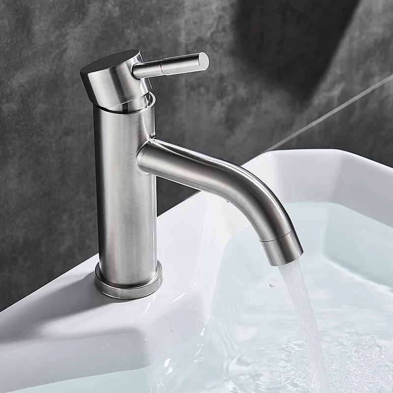 Bathroom Sink Faucet,Stainless Steel Nickel Brushed Single Handle One Hole Bath Taps