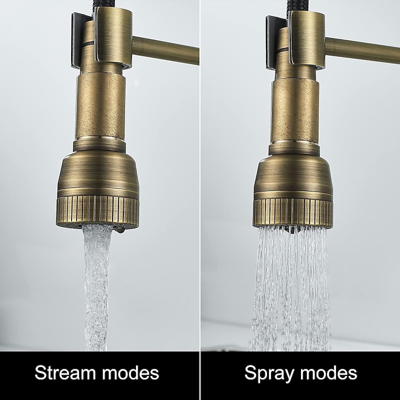 Kitchen Faucet,Brass Pull-out/Pull-down Rotatable Single Handle One Hole Multi-function Water Mode Brass Kitchen Taps with Soap Dispenser3