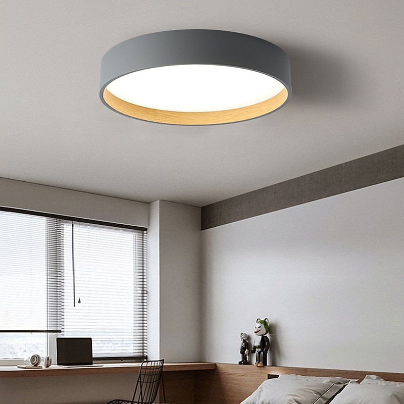 Embedded Ceiling Lamp 15.6/19.5in LED Ceiling Lamp Matte Black Internal Gold Wood Grain Indoor Lighting Lamp Ceiling Suitable for Bedroom and Corridor AC220V3