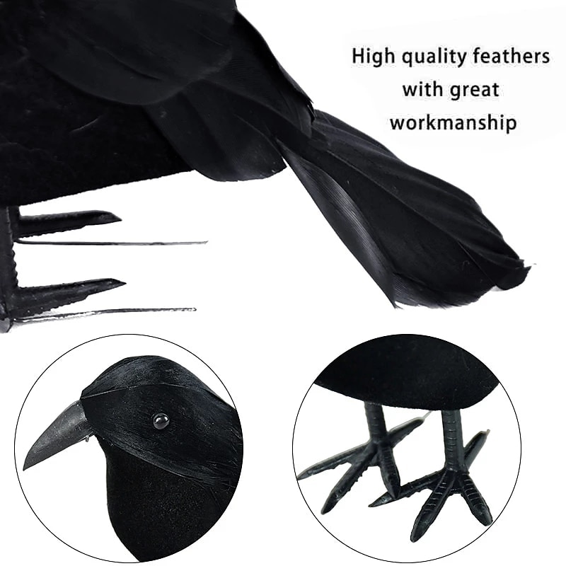 Halloween black crow props simulation flocking crow party supplies ornament decoration4