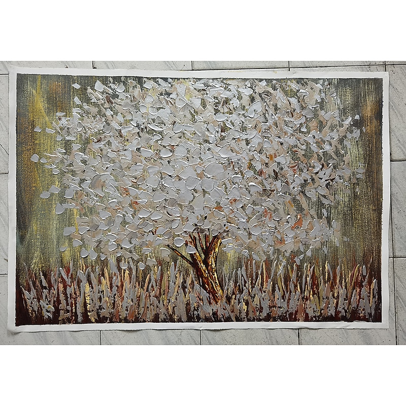 Mintura Handmade Thick Texture Tree Landscape Oil Paintings On Canvas Wall Art Decoration Modern Abstract Picture For Home Decor Rolled Frameless Unstretched Painting4